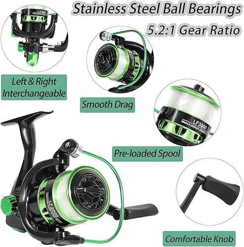 Miniatura 5 de Caña de pescar, 2 unidades de caña de pescar telescópica y carrete combinado con alicates de pesca y pinza de labios, combo de carrete giratorio