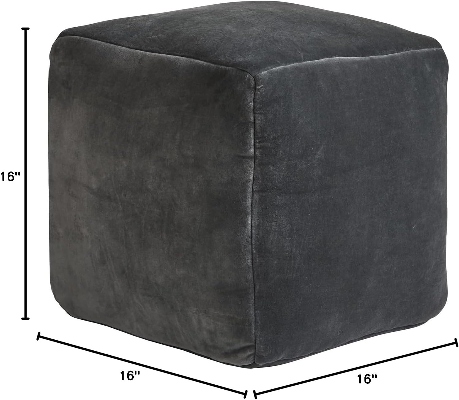 47th & Main Soft Velvet, Accent Pouf, Grey