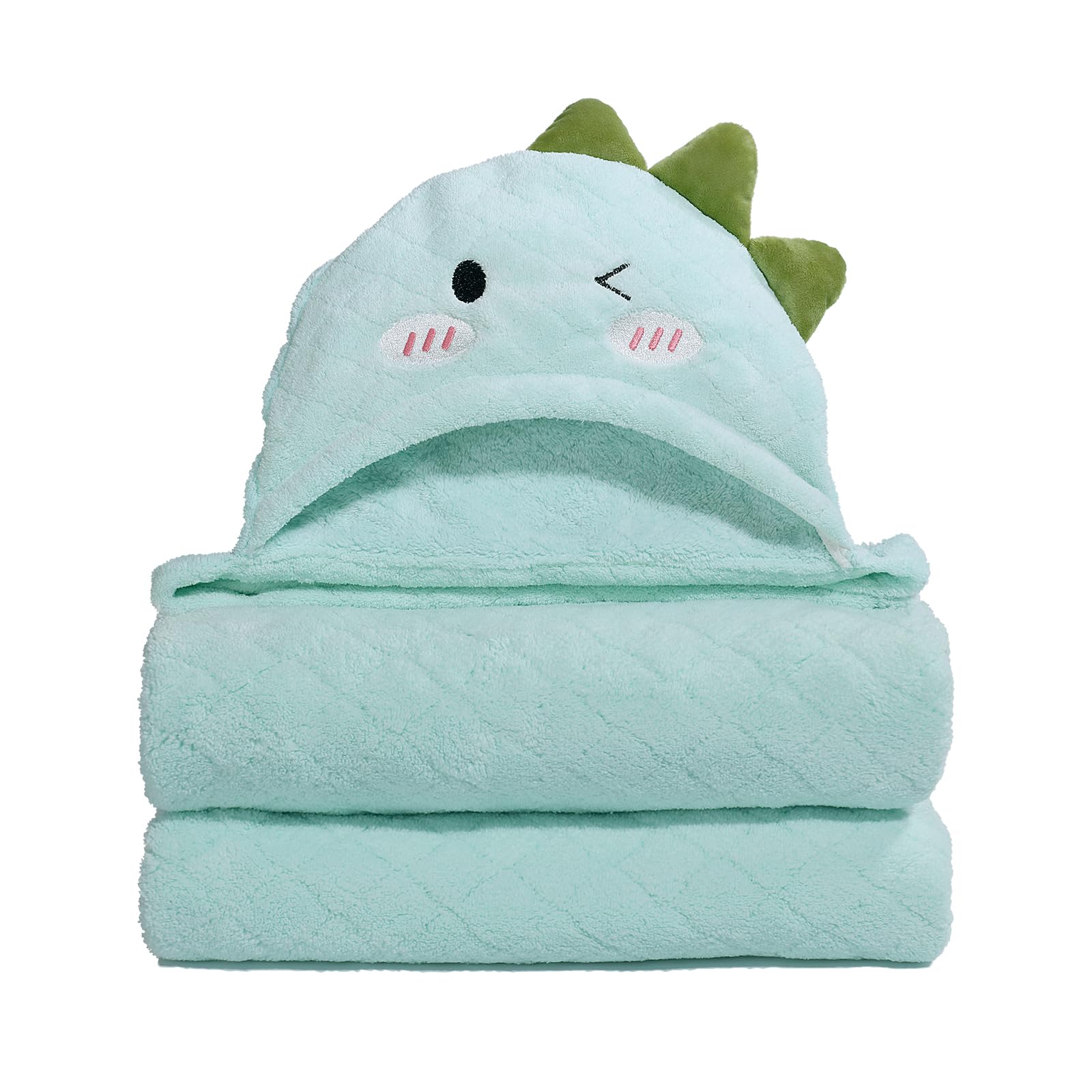 WODHOY Baby Bath Towels Hooded, Dinosaur Thick Toddler Hooded Towel for Boy Age 0-5， 50" x 32" Large Size Soft Absorbent Coral Fleece Shower Gift for