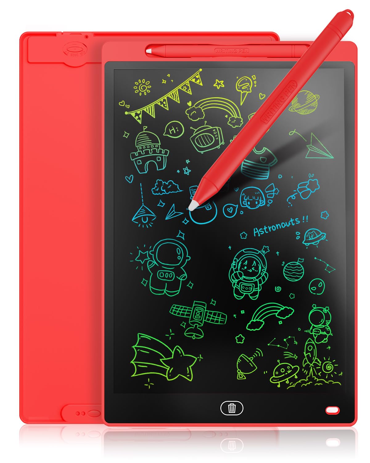 Genialba Tablet LCD do Pisania 8,5 Cali Kolorowy Tablet Elektroniczny Ekran do Rysowania Zabawka Edukacyjna Prezent dla 2 3 4 5 lat Chłopcy Dziewczęta Boże Narodzenie Urodziny (Czerwony)