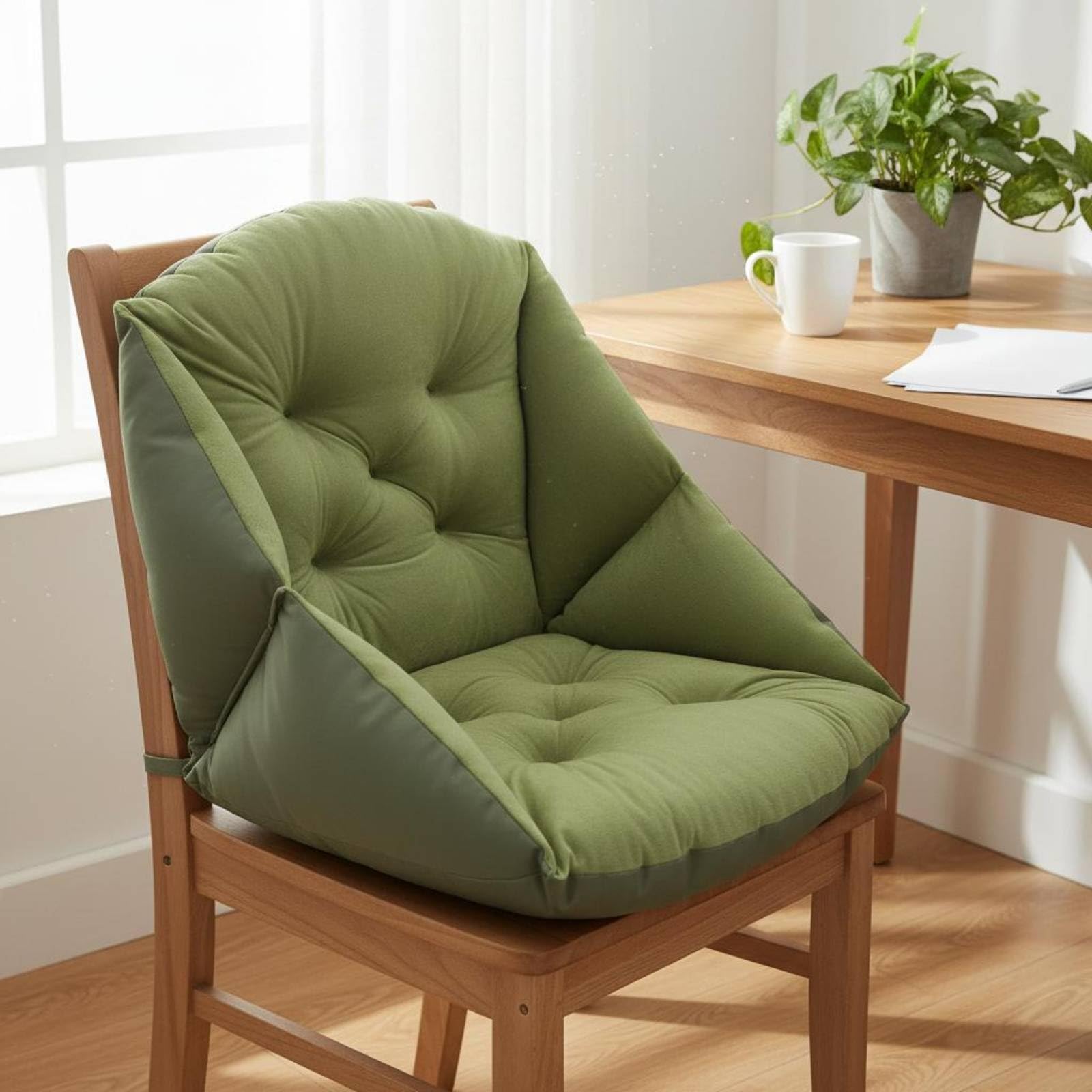 Cojín Silla Respaldo Transpirable Cojín Silla Antideslizante Uso en para Todo el Año Accesorio Asiento para Estudiantes, Rosa Claro, 55 45cm【Cinco Agujeros】