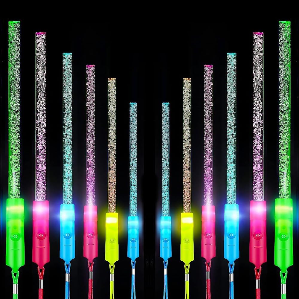YANGUN 12 Piezas Varilla Luminosa LED, Barras Luminosas Fluorescentes, Varillas Luminosas Fluorescentes, 3 Modos de luz LED Intermitentes per Boda, Fiesta, Cumpleaños, Navidad