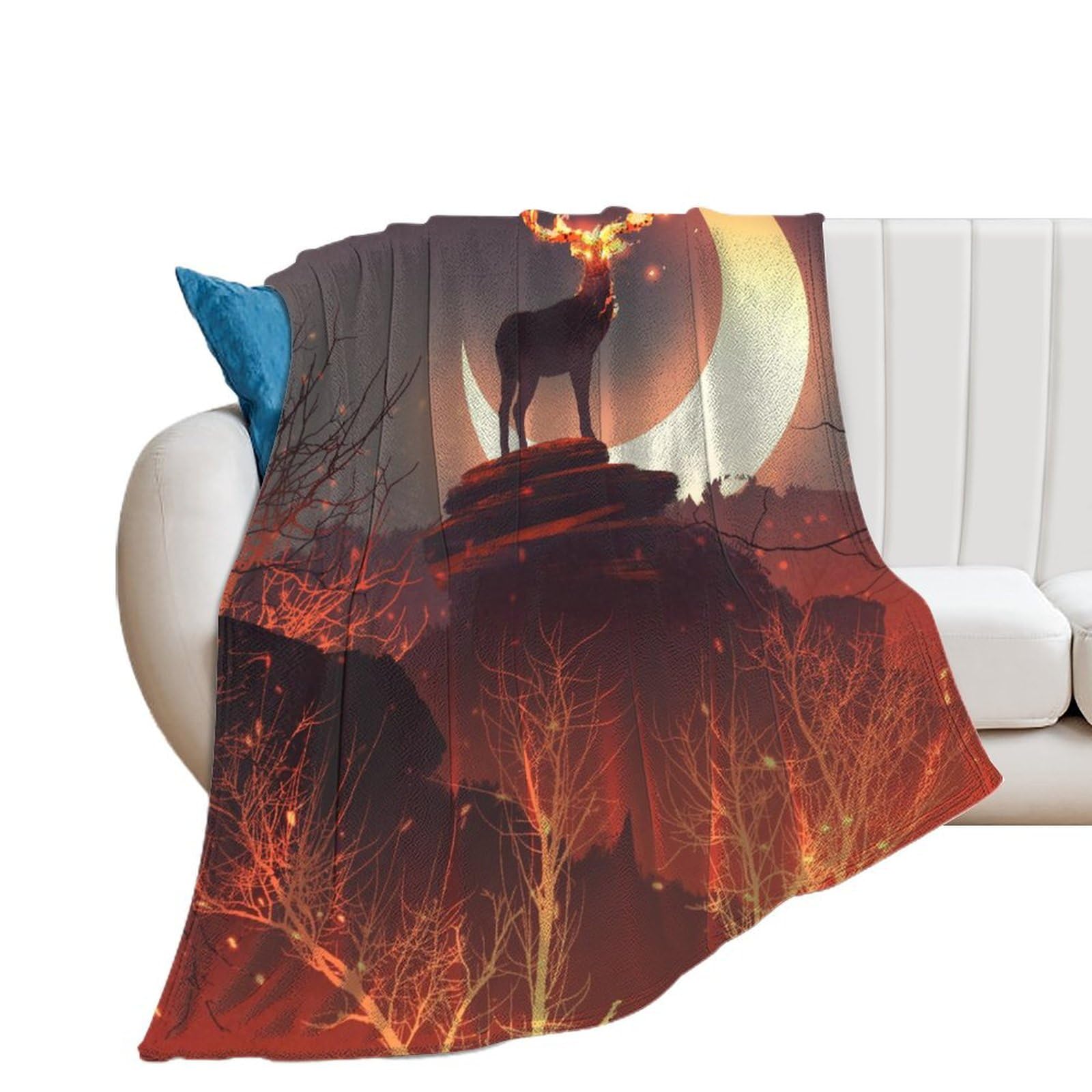 Couverture polaire élan de Noël haute densité pour lit et canapé design de salon
