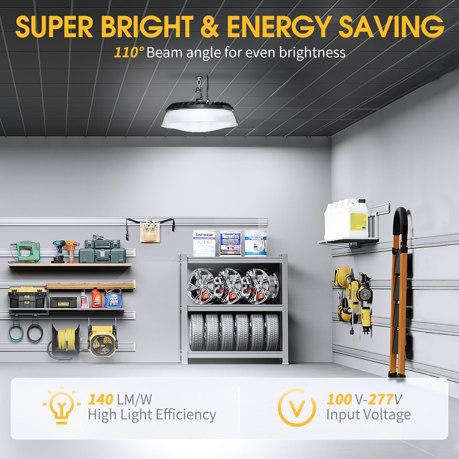 16 Pack UFO LED High Bay Lights with Reflector 6 Pack 200W and 10 Pack 155W 5000K AC110-277V — view 5