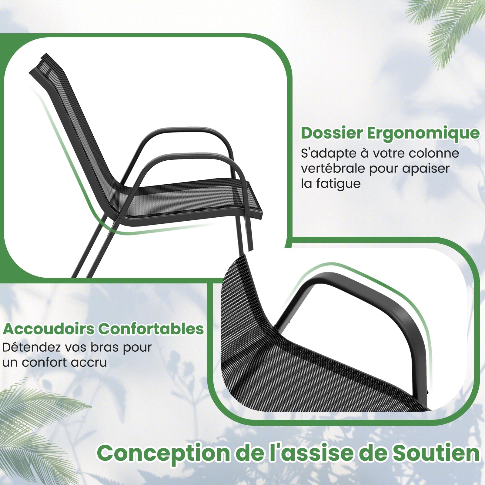 GOPLUS Salon de Jardin 4 Personnes Exterieur, 4 Pcs Canapé Exterieur avec Table Basse en Verre Trempée, 2 Fauteuils, Ensemble de Bistrot pour Jardin,Terrasse,Balcon