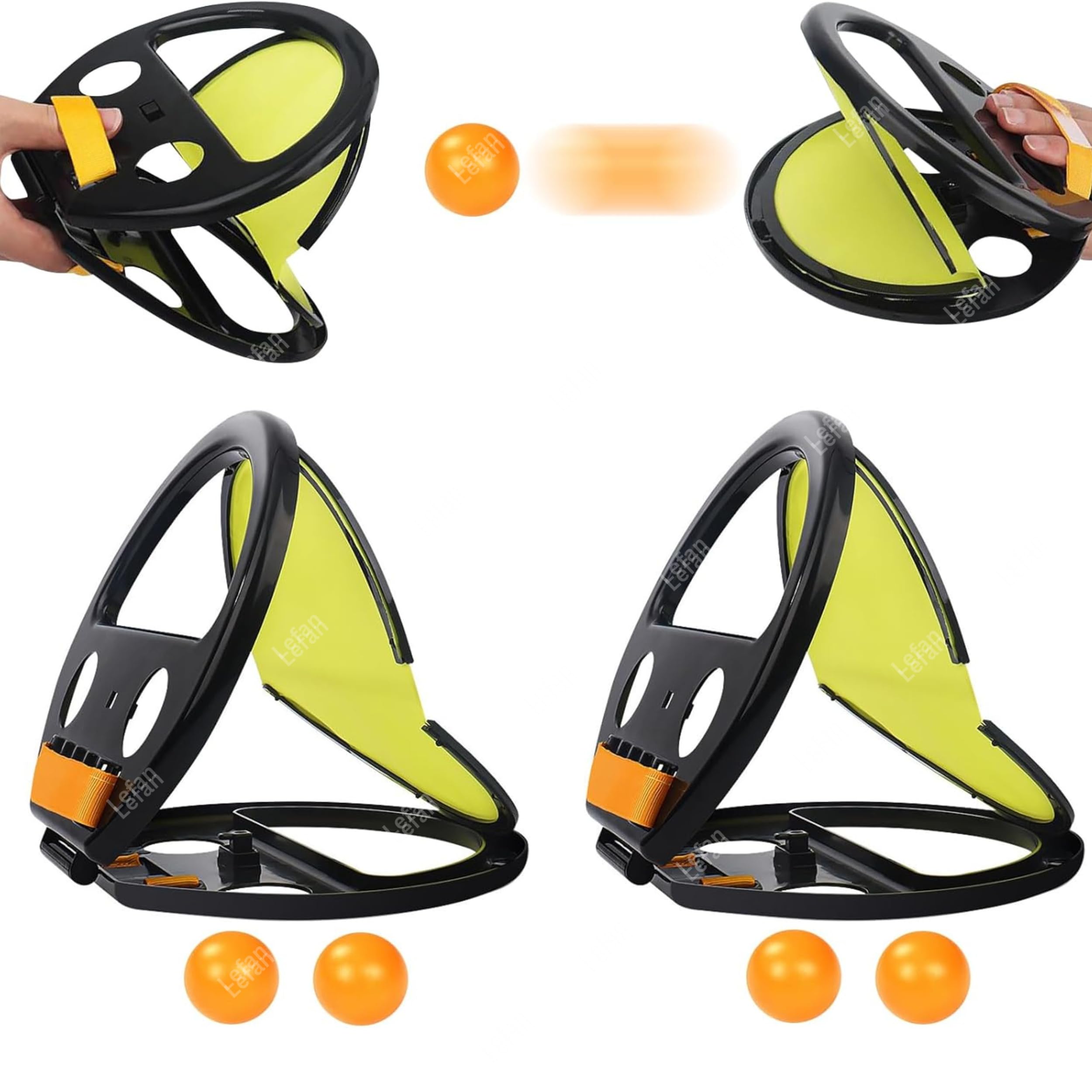 Lefan Toss and Catch Ball Game Catch Ball Game Comfortable Grip Toss Game Toy Outdoor Game Beach Toy Outdoor Activity for Kids Ages 3+ Catching Racket Kid Toys (Pack of 2 Pcs) - Image 8 thumbnail