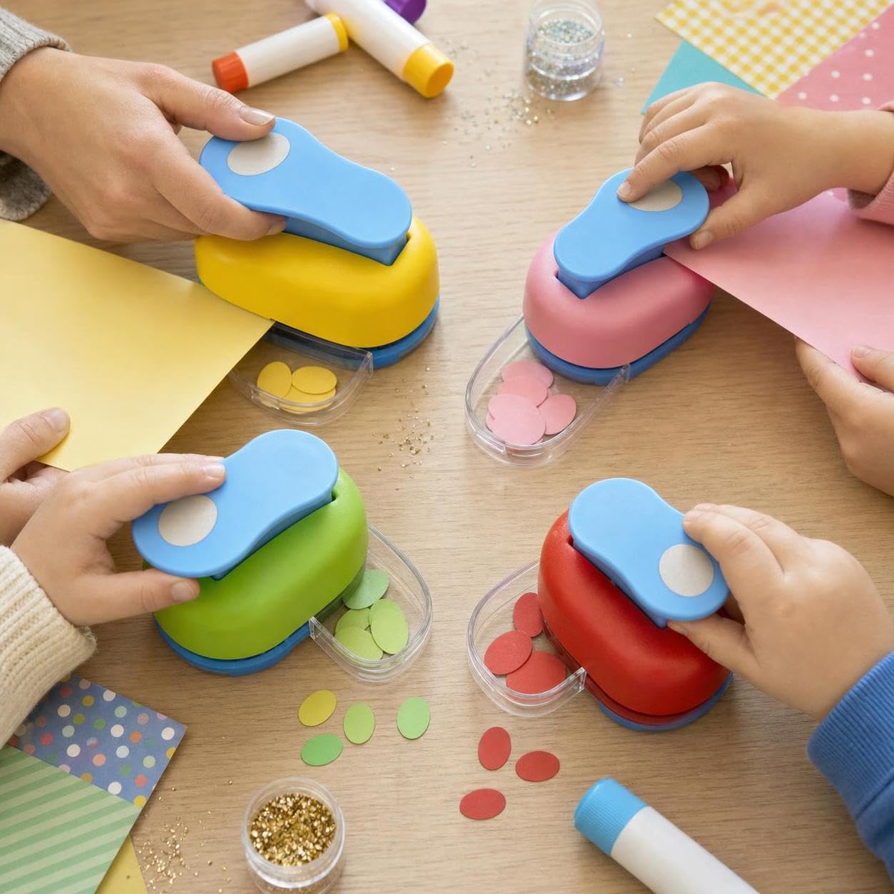 Herramienta Perforadora Ovalada Papel, Troqueladora Formas para Scrapbooking y Tarjetas, para Oficina, Juego de 4 ovalados, Varias