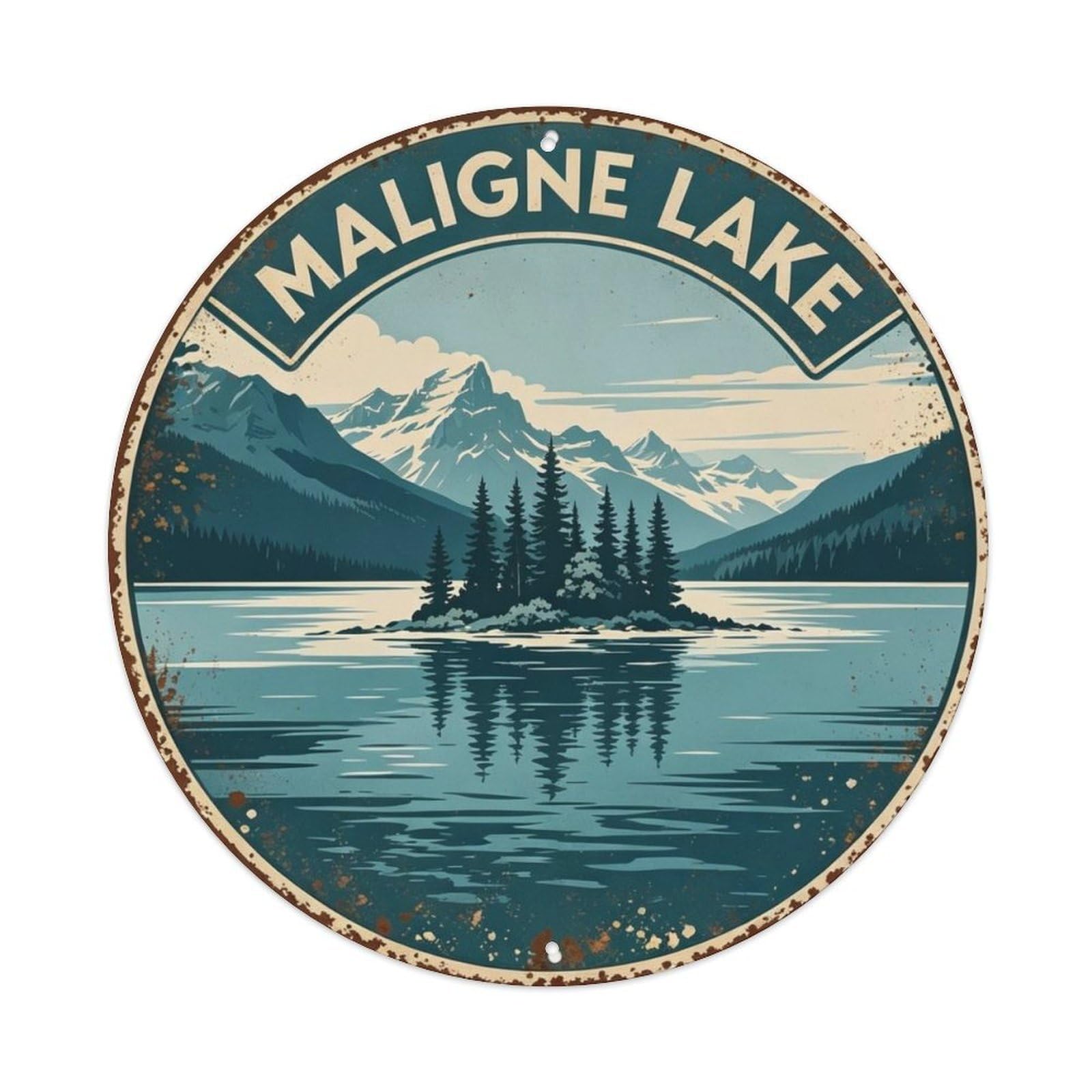 Maligne Lake Jasper Metal Tin Sign Plaque