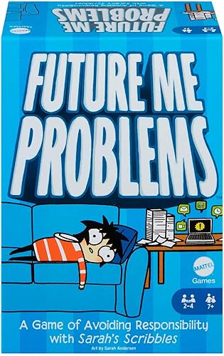 Mattel Games Sarah's Scribbles Future Me Problems - Juego de cartas para todos sobre cómo evitar la responsabilidad