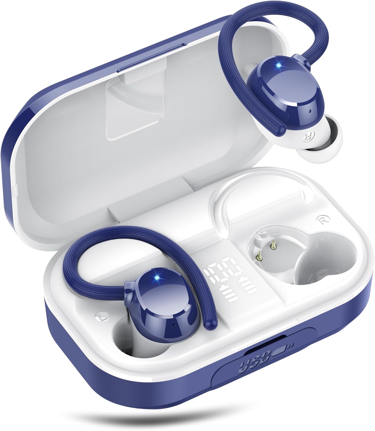 Wireless Earbuds, Bluetooth 5.4 Sport Headphones, 128H Playtime Over Ear Buds for Small Ear, Stereo Deep Bass, Sport Wireless Bluetooth Earphones, IPX7 Waterproof Running Headphones for iOS Android