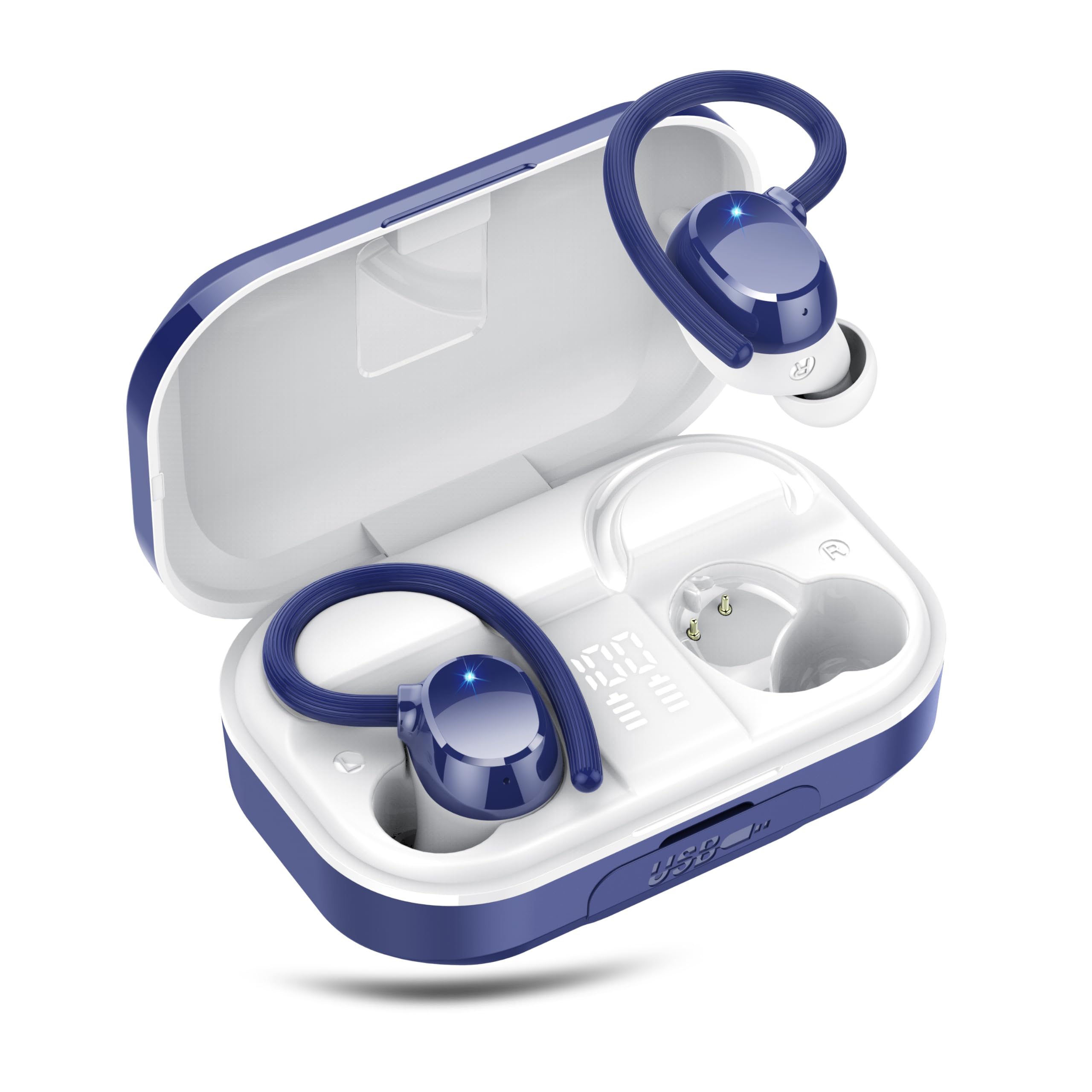 Wireless Earbuds, Bluetooth 5.4 Sport Headphones, 128H Playtime Over Ear Buds for Small Ear, Stereo Deep Bass, Sport Wireless Bluetooth Earphones, IPX7 Waterproof Running Headphones for iOS Android-image-49
