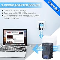 Vista 5 de Convertidor de 220 V a 110 V, convertidor de voltaje de viaje de 2000 W para secadora de pelo, plancha rizadora, adaptador de corriente de 10 A es