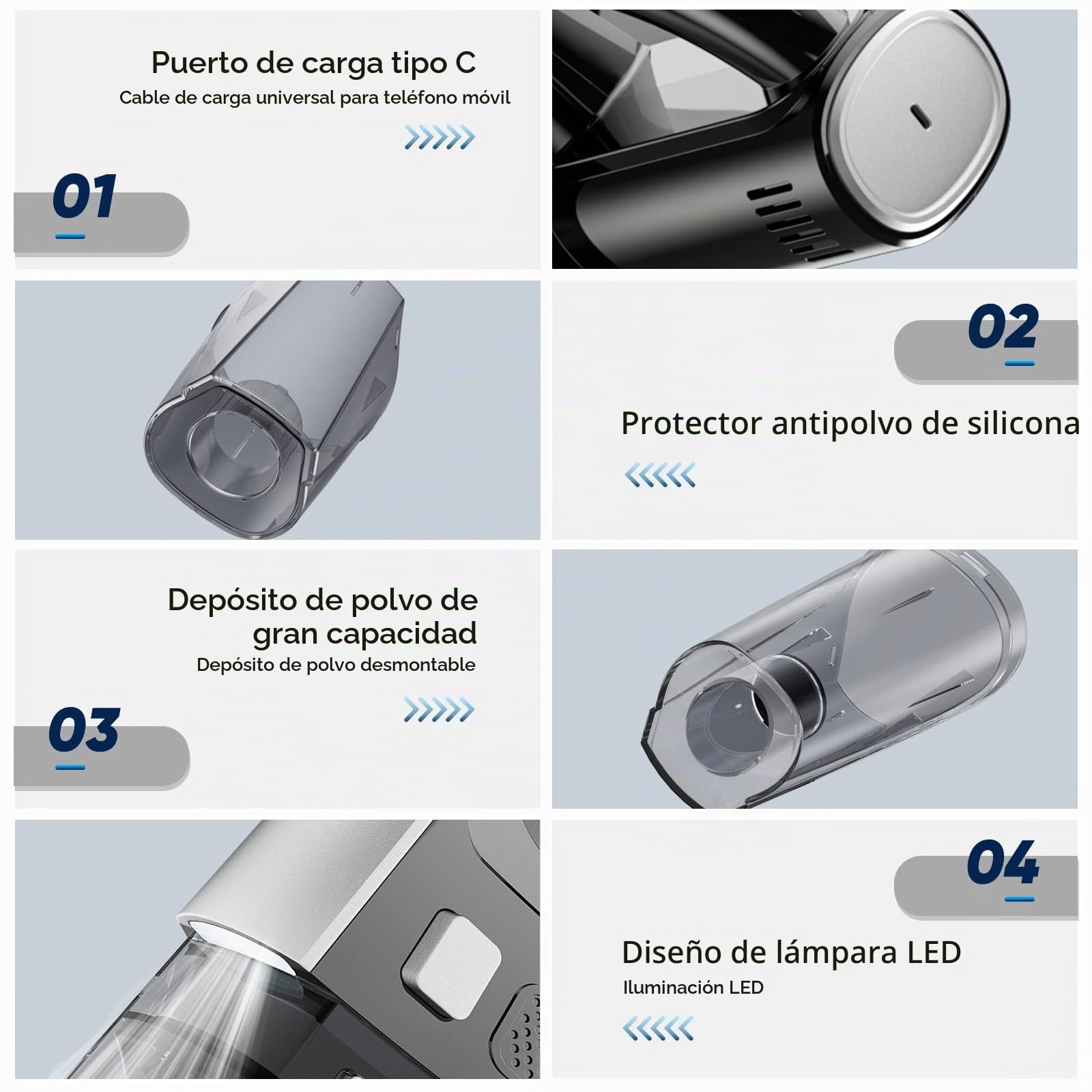 Aspirador Inalámbrico Mini Portátil Asiento Coche 7500-10000PA Potente Aspiración Aspirador de Mano Húmedo Seco Recargable Ligero Hogar Oficina Teclado Alfombra Mascota Pelo USB