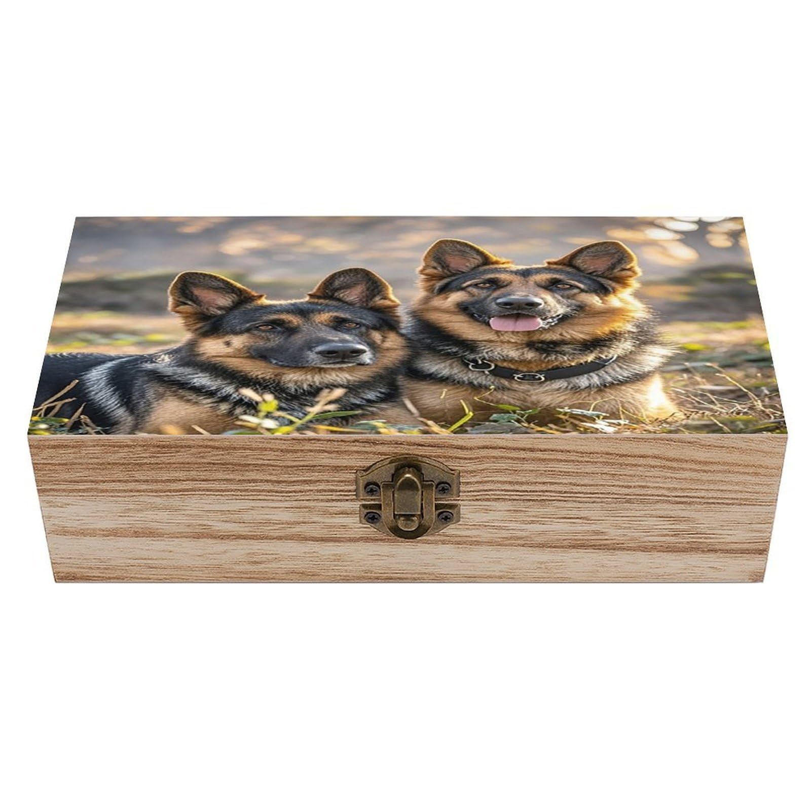 LZQPOEAS German Shepherd Dog Lovers Wooden Box Storage Space to Organize Jewelry in A Beautiful Small Storage Box Decorative Card Boxes Memory Treasure Boxes for Crafts And Photo Storage