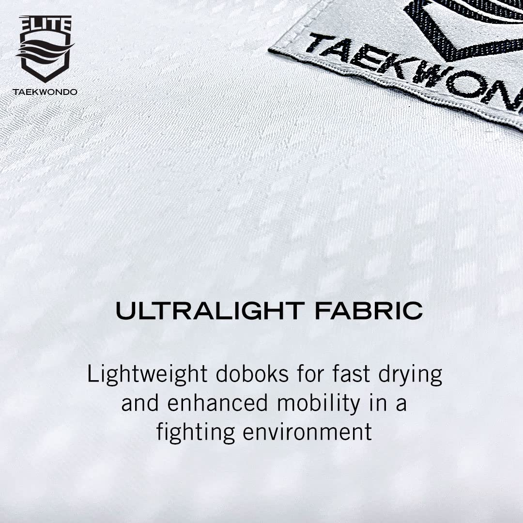 ELITE - White Collar Taekwondo Uniform ULTRALIGHT (TKD Dobok) (140 (0))