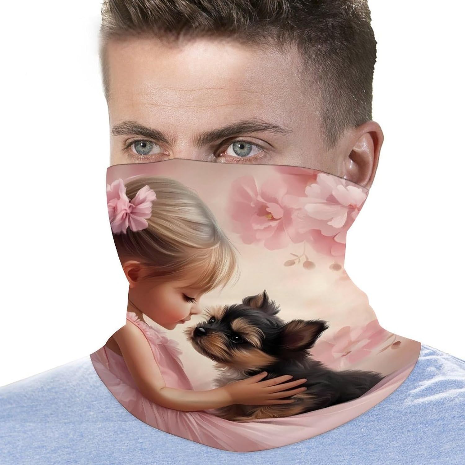 Best Friend Girl And Yorkie Face Cover Neck Gaiters for Men Women Sun Protection Mask Scarf Hiking Bandana