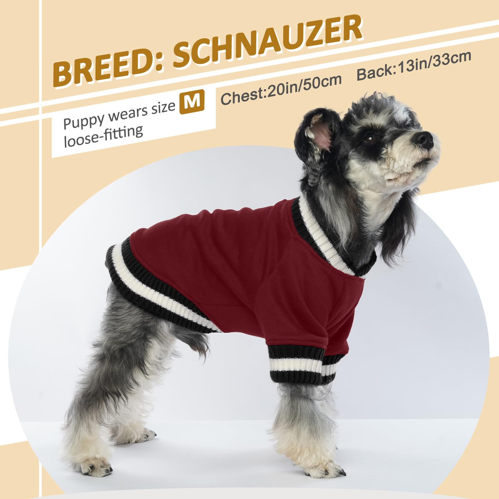 FUAMEY Pull d'hiver chaud pour chien, gilet épais et doux en polaire pour animal de compagnie mignon pour chien de petite et moyenne taille, rouge vin, taille S
