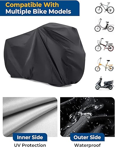 Miniatura 9 de Viaky 210T - Funda de nailon impermeable para bicicleta, antipolvo, lluvia, protección UV para bicicleta de montañabicicleta de carretera con bolsa