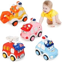 JoyPlus 4PCS Toddler Toy Cars, Press and Go Baby Toy Cars for 1 2 3 Year Old, Car Toys for 1 Year Old Boys Gifts, Car Toys Set Early Educational Toys Birthday Gifts for 1 2 3 Year Old Boys Girls