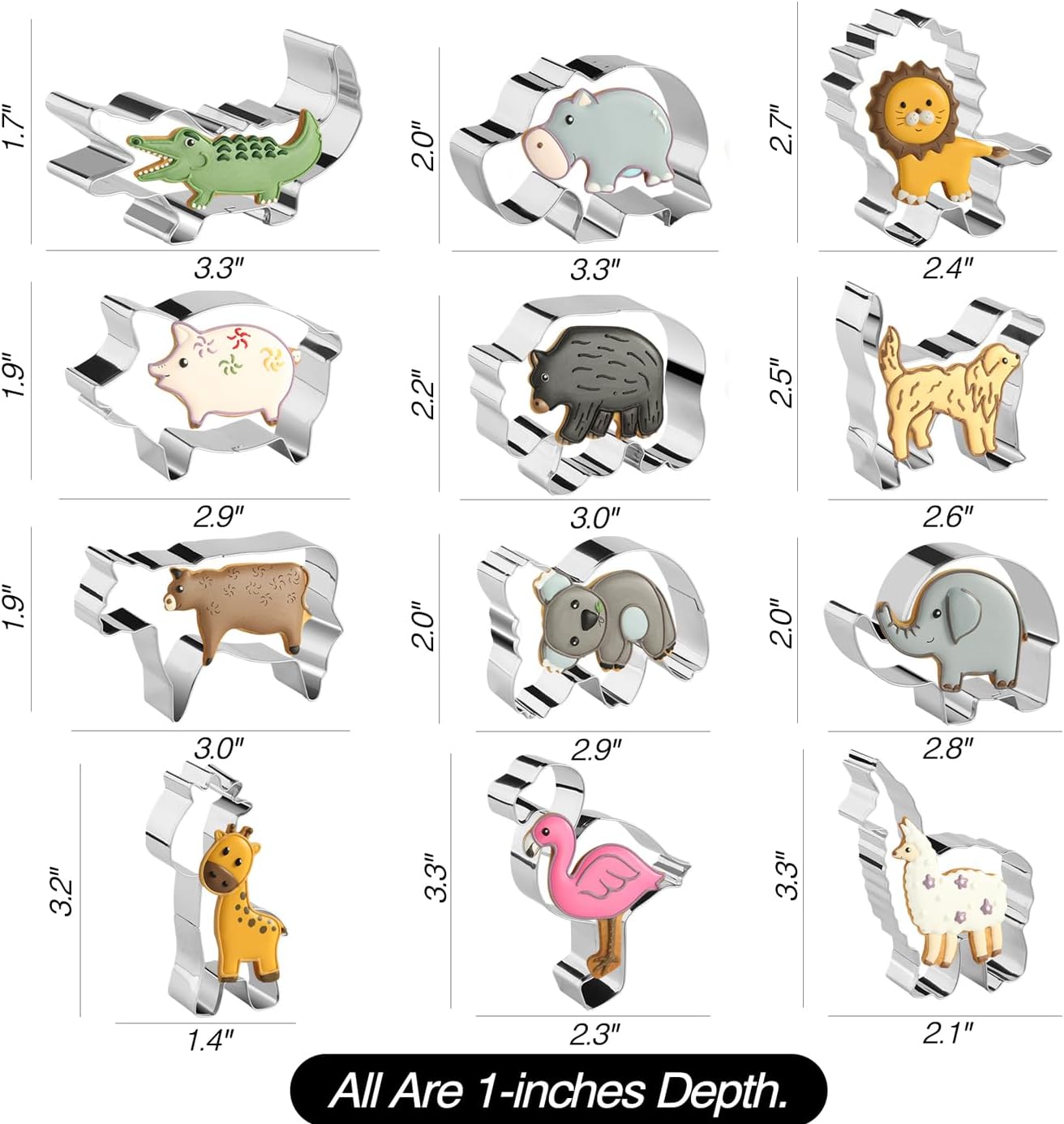 Animal Cookie Cutters Set of 12 with Gift Box, Stainless Steel Cookie Food Cutters Molds for DIY, Kitchen, Baking, Kids Zoo Theme Birthday Party Supplies Favors - Image 2