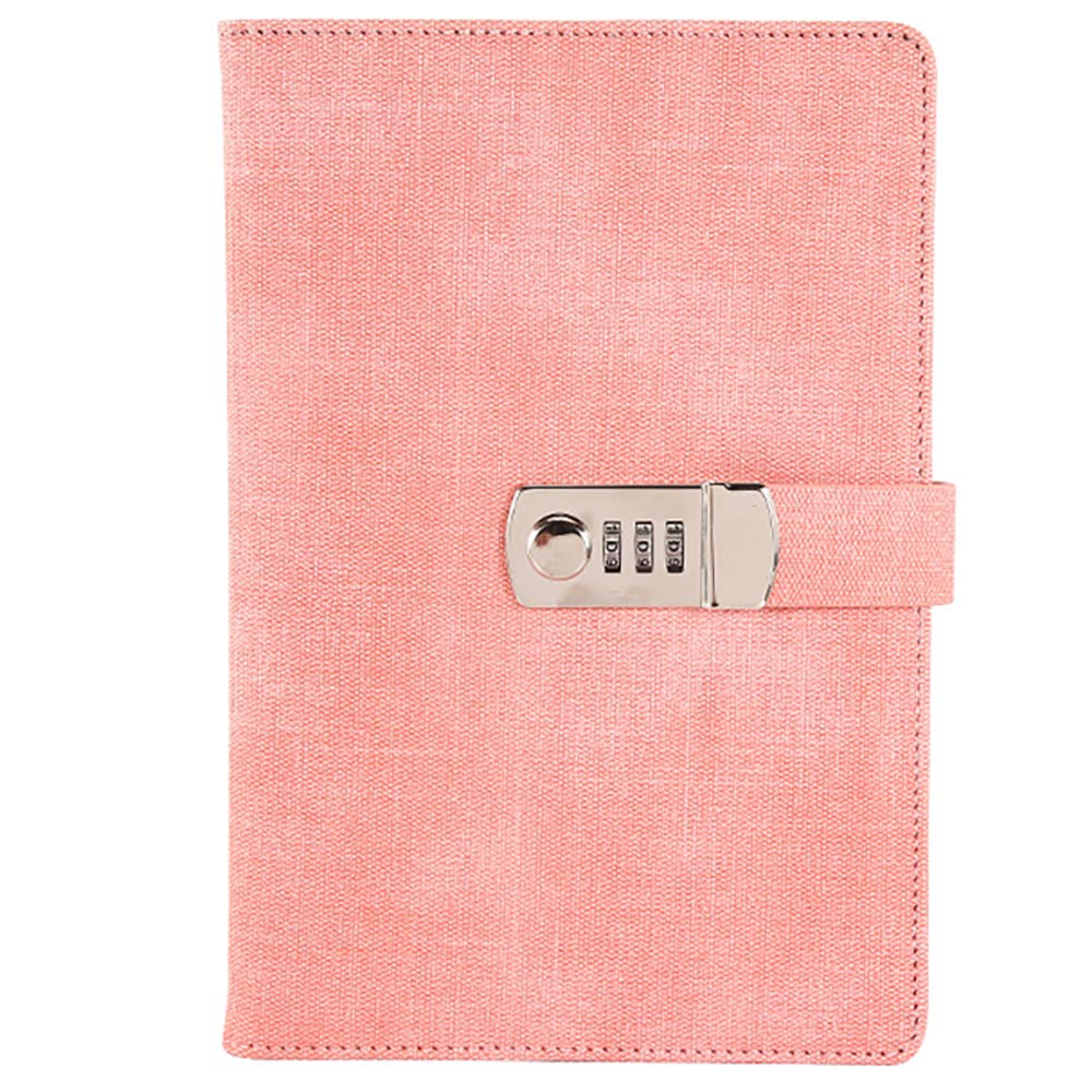 LirenerCreative PU Leather Journal Writing Notebook, Fashion Secret Lined A5 Diary Notebook Journal Sketchbook Daily Planner Agenda Notepad with Combination Lock Pen Holder and Card Slots, 150x220mm