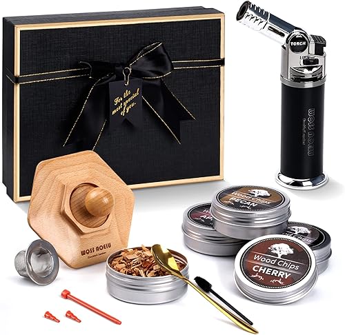 Kit de ahumador de cóctel con antorcha  Kit de ahumador de whisky bourbon con 4 sabores de chips de madera, regalos únicos para hombres, amantes del disponible en Yaxa Colombia