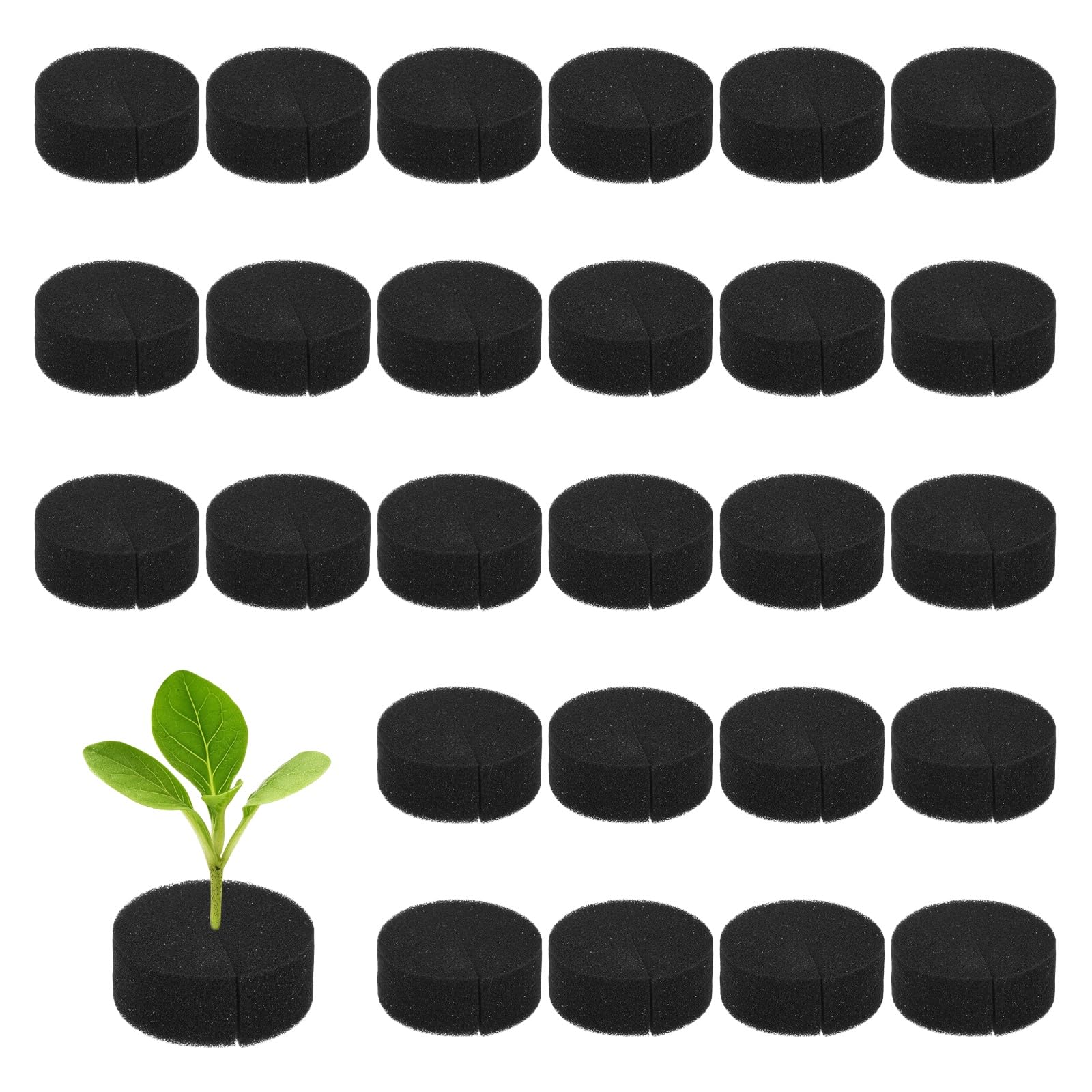 M METERXITY 30-Pack Hydroponics Sponges, 2.76 Inch Growing Media Cylindrical Sponges for Planting Gardening Tool/Grow Seedlings/Home Vegetable Flower, Soilless Cultivation Seedling [Black]