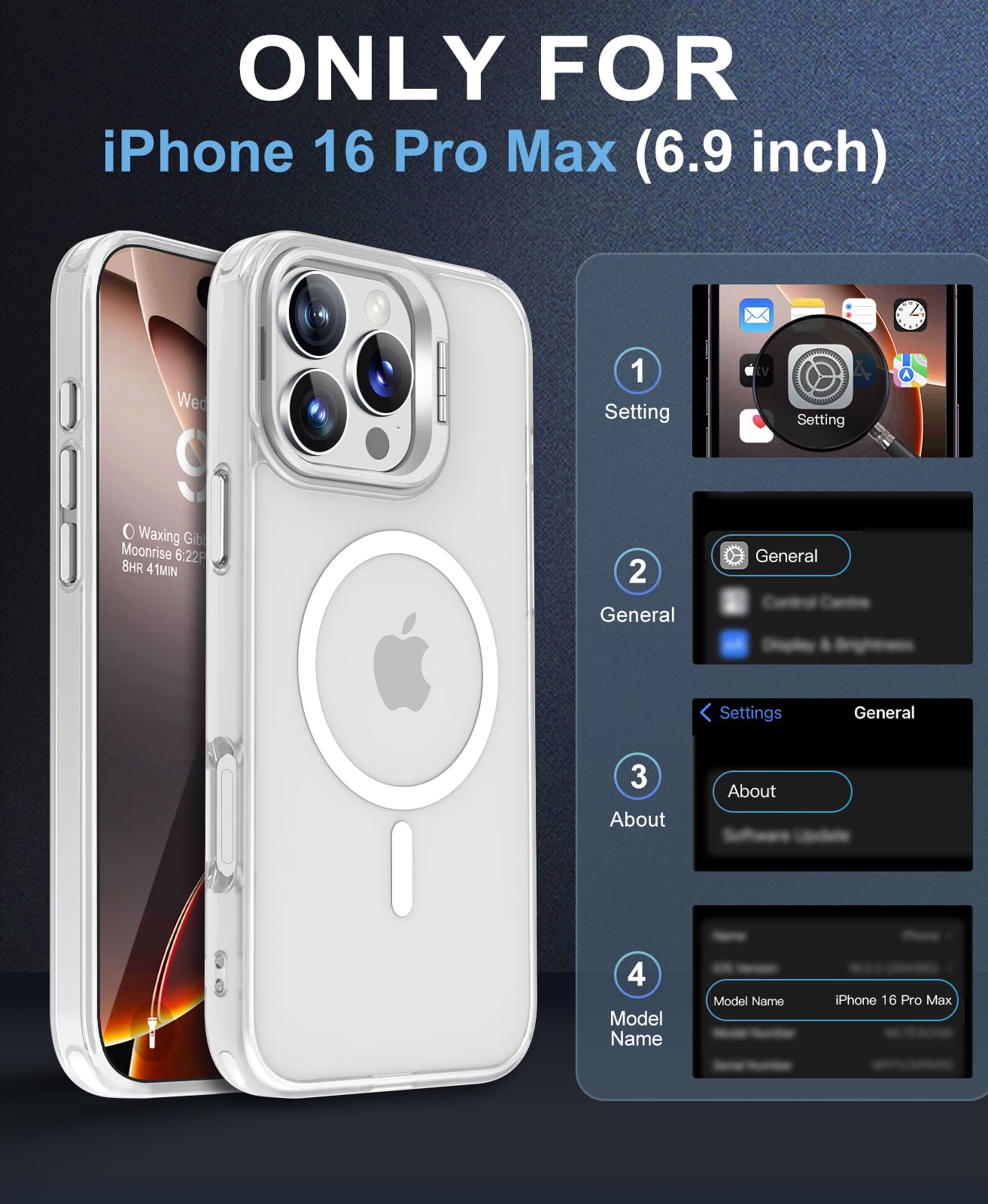 Beeasy for iPhone 16 Pro Max Case MagSafe Phone Case with 2 Screen Protectors and Stand - Image 2