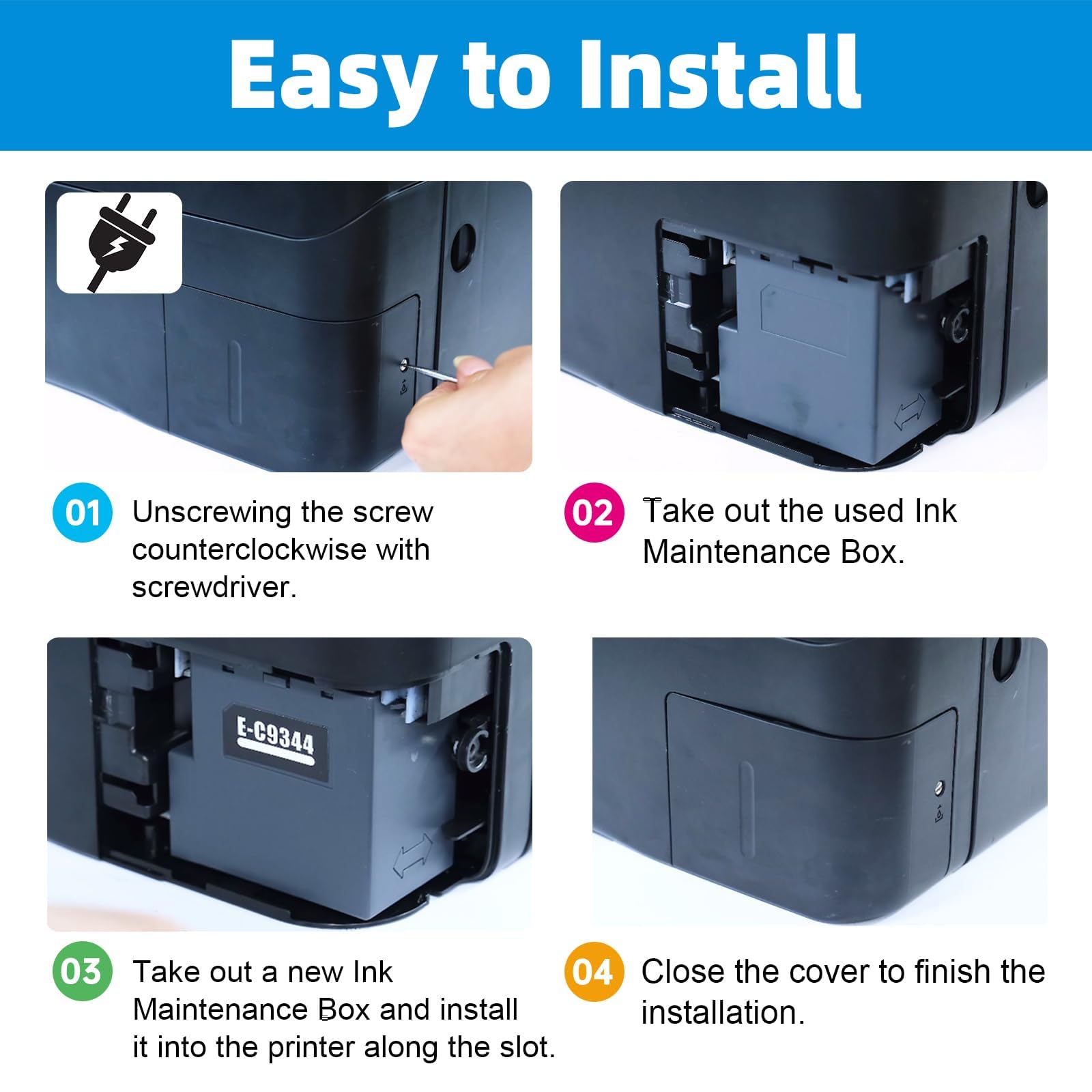 C9344 - Scatola di manutenzione inchiostro C-9344, compatibile con Expression Home XP-3100 XP-4100 XP-4101 XP-4105 Workforce 810DWF WF-2830DWF WF-2850DWF WF-2930 WF-2950 WF-2851 L3550