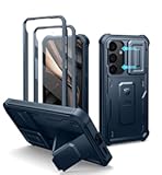 Dexnor for Samsung Galaxy S25 Case with Built-in Slide Camera Cover & Screen Protector & Kickstand&comma;Heavy-Duty Shockproof Rugged Case Full-Body Bumper Protective Cover for Galaxy S25&lpar;2025&rpar;&comma;Navy Blue