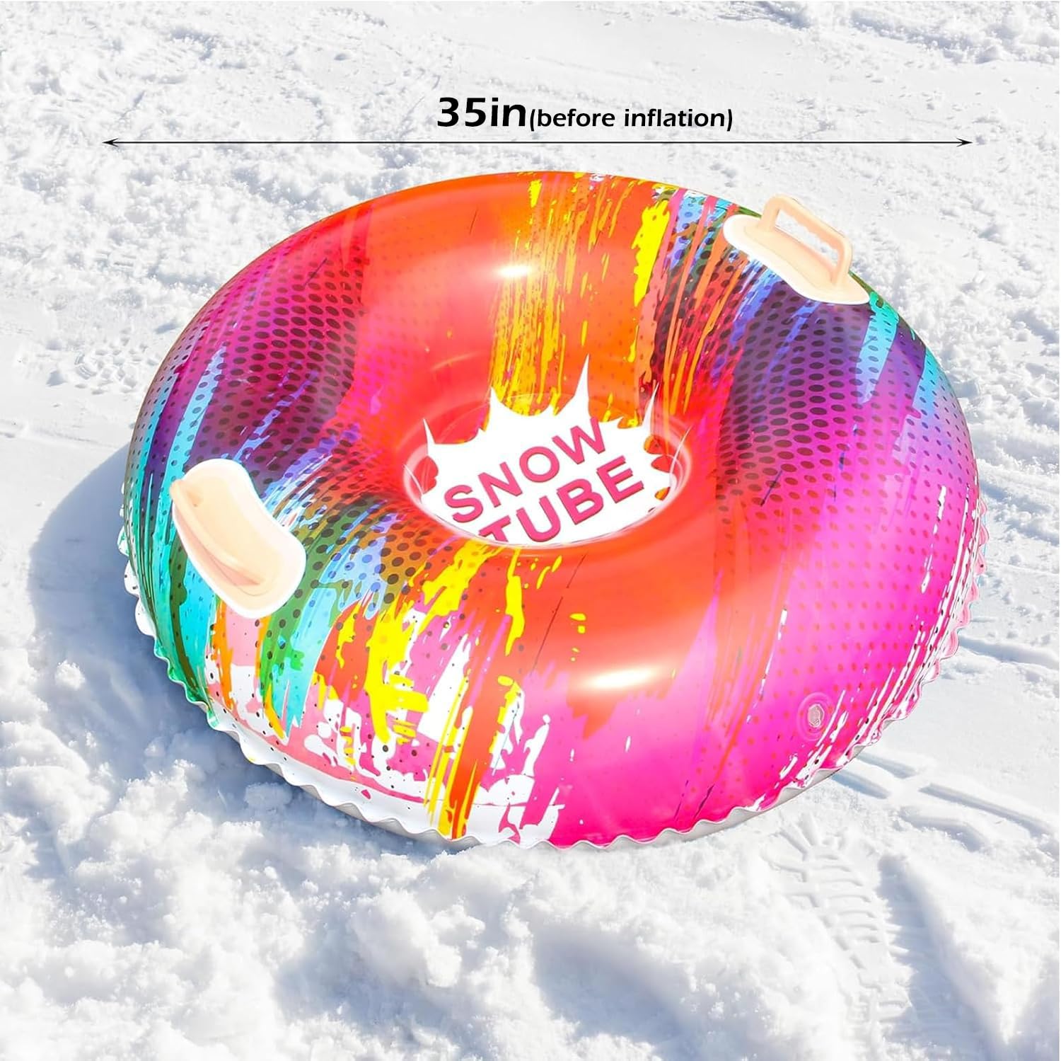 Tubo de Nieve Inflable Resistente 90 cm PVC Reforzado Prueba de Heladas Asas Integradas Trineo Invierno Aire Libre