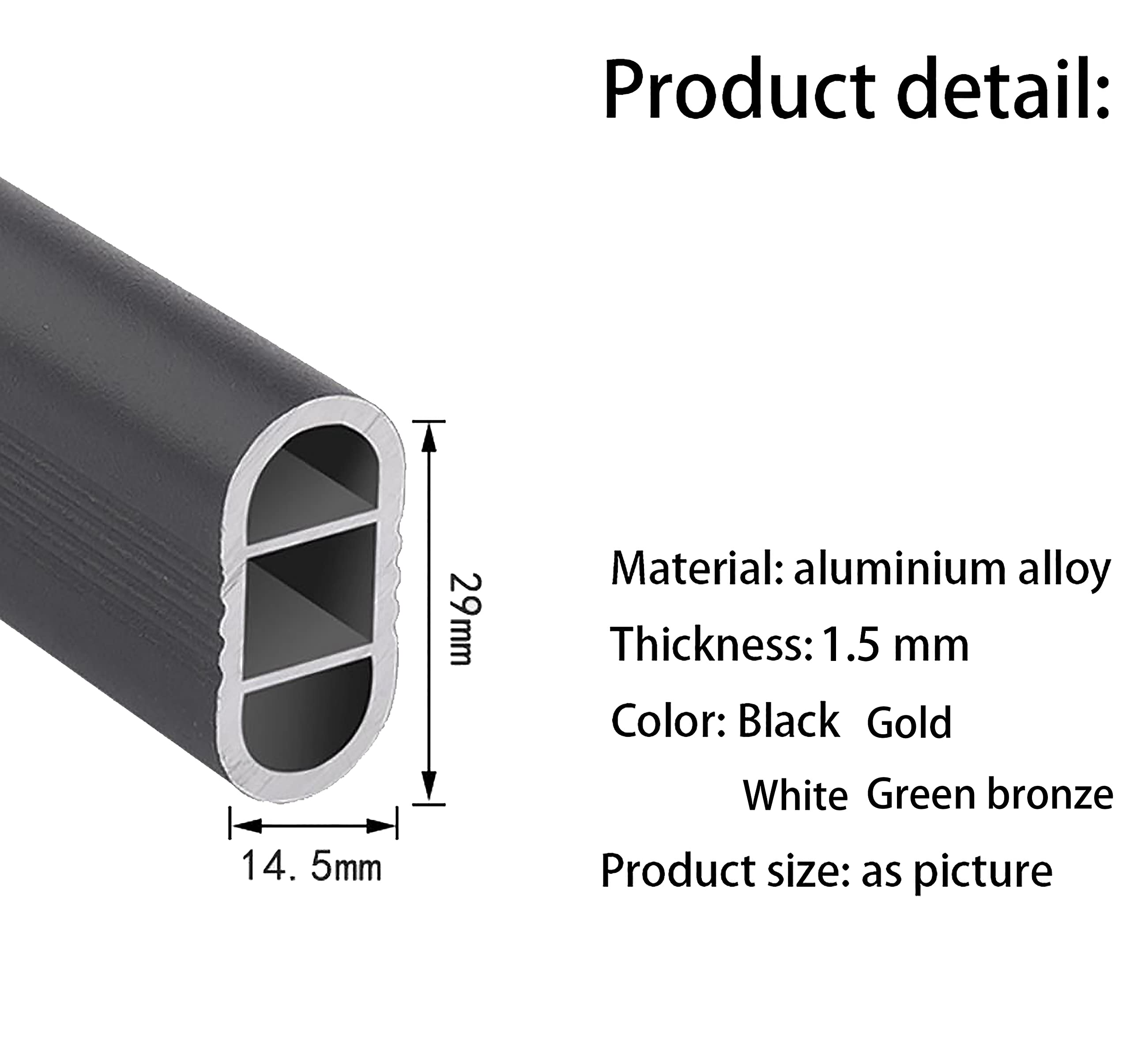 Ovale Schrankstange, 61 cm, robuste Kleiderstange aus Aluminiumlegierung, langlebige ovale Form zum Aufhängen von Kleidung, Innen- und Außenbereich, für Schränke, Garagen und DIY-Projekte (schwarz)