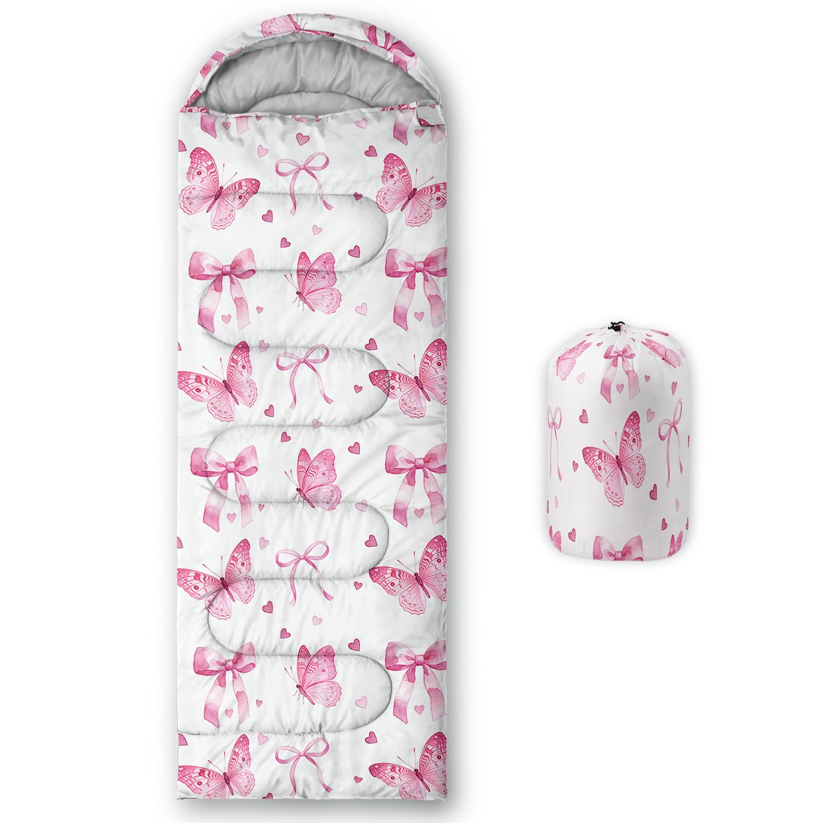 QOOMO Ball Flower Camping Sleeping Bags,3 Season Warm &amp; Cool Weather,Lightweight,Waterproof Sleeping Bags for Adults &amp; Kids,Traveling,and Outdoors,Camping Gear Equipment