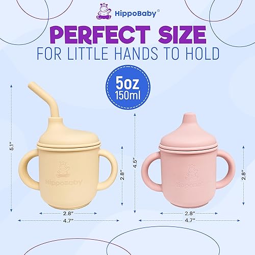 Miniatura 3 de Vaso de transición de silicona para niños mayores de 6 meses Incluye 1 vaso con pajita para niños pequeños y 1 taza para sorber para bebé con asas