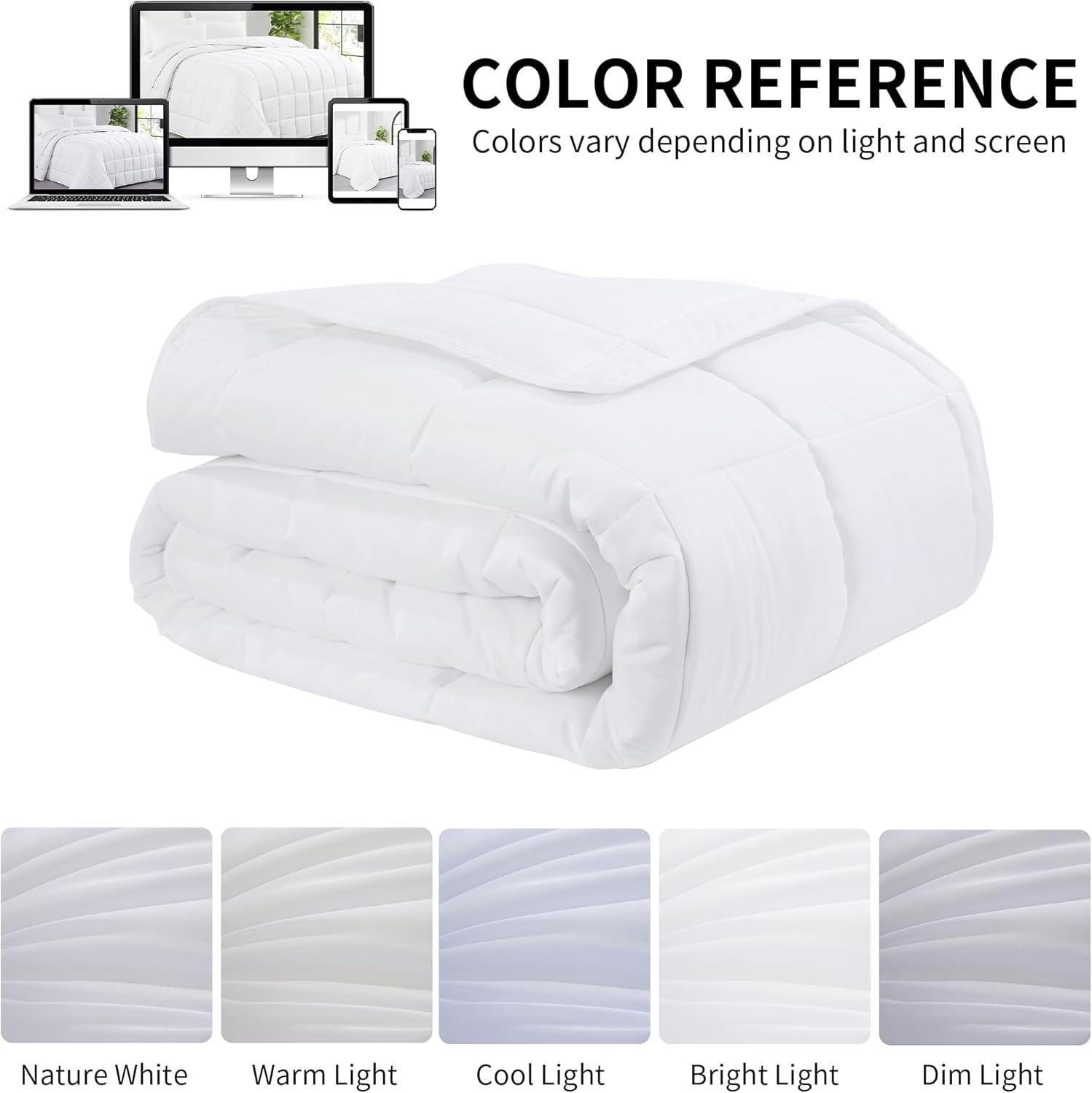 HOMBYS 136x120 Alaskan King Size Comforter for All Season, Oversized Duvet Insert, Extra Large Down Alternative Bed Comforter with Corner Tabs, White