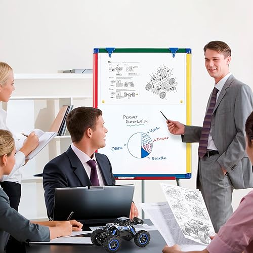 Miniatura 7 de MAKELLO Tablero grande con ruedas de 48 x 36 pulgadas, tablero magnético de borrado en seco de doble cara con soporte para divisor de habitación en