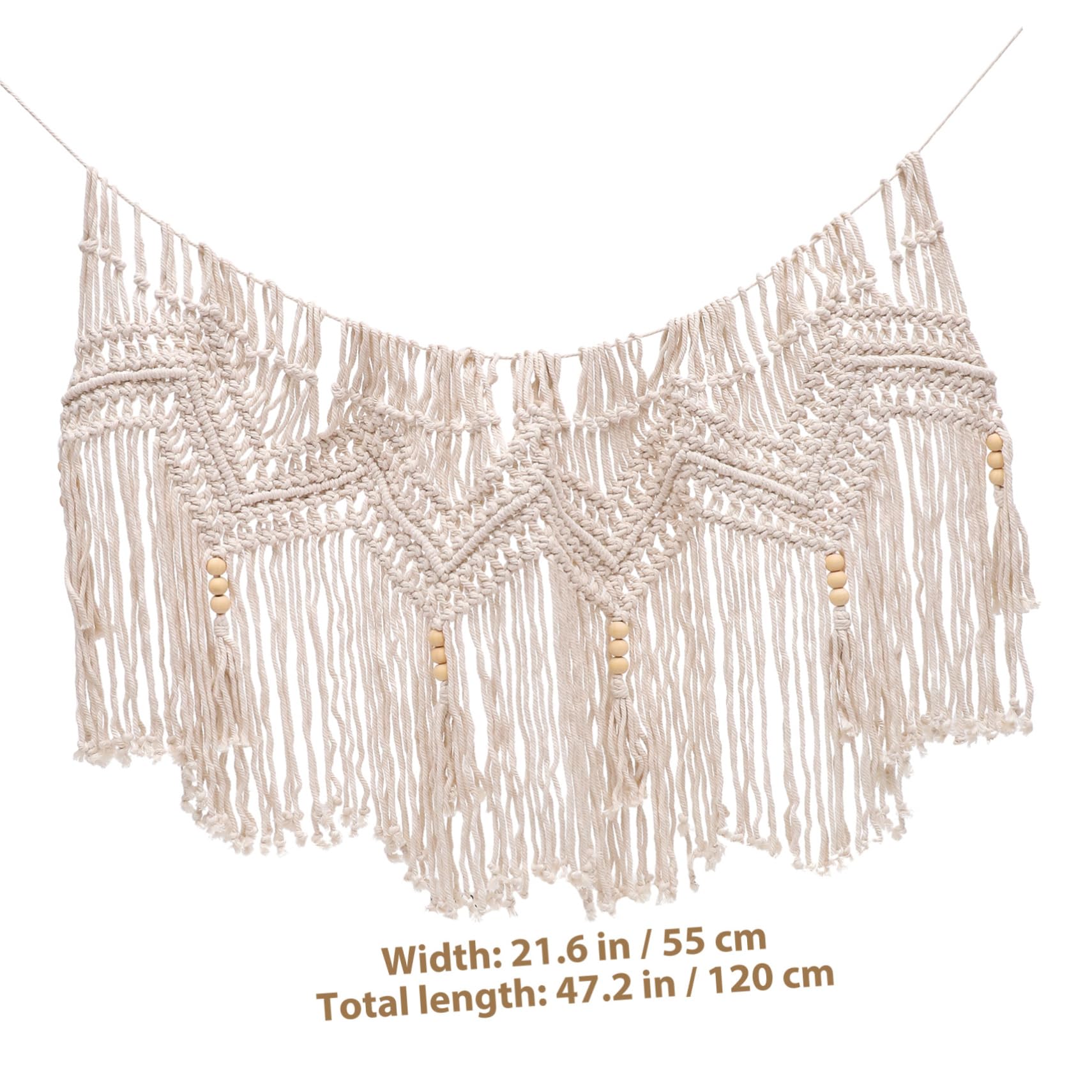 VOSAREA Rideau Macramé Bohème en Coton Tissé avec Pampilles, Décoration Murale et Porte D'entrée Style Naturel