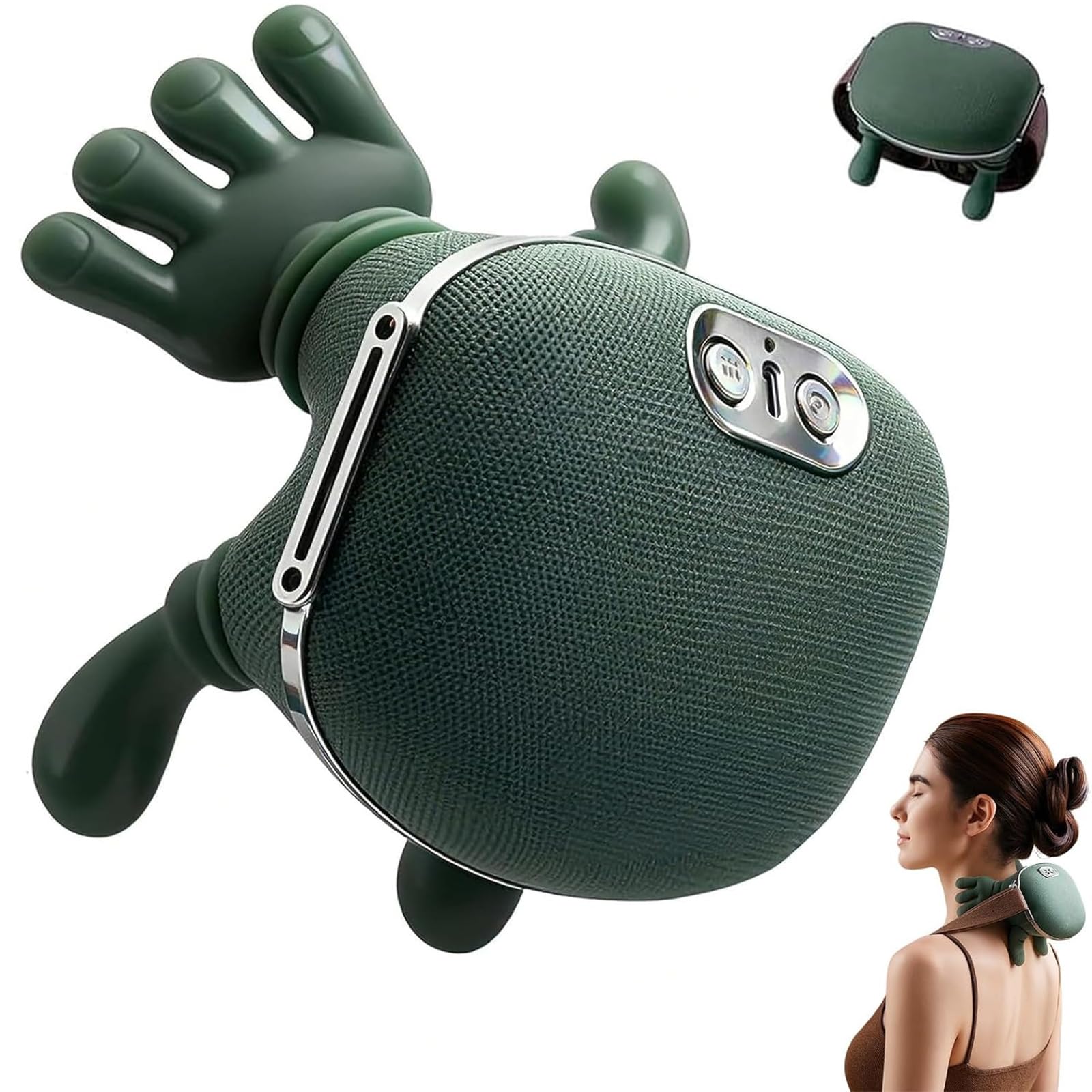 Massagegerät, 4D Nackenmassagegerät mit Wärme, Elektrische Rückenmassagegerät 3 Modi & 2 Heizstufen, Tragbares Schultermassagegerät Neck Massager für Zuhause Büro Reise