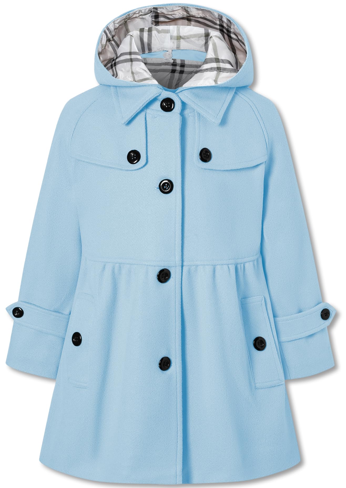 Betusline Girls' Dress Coat Hoodie Wool Blend Coats Fall Winter Peacoat