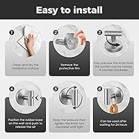 Vista 4 de Shower Hooks for Inside Shower,No-Drill Removable&Reusable Towel Hooks for Bathroom,Heavy Duty Suction Cup Hooks for Glass Window,4 Packs(Silver)