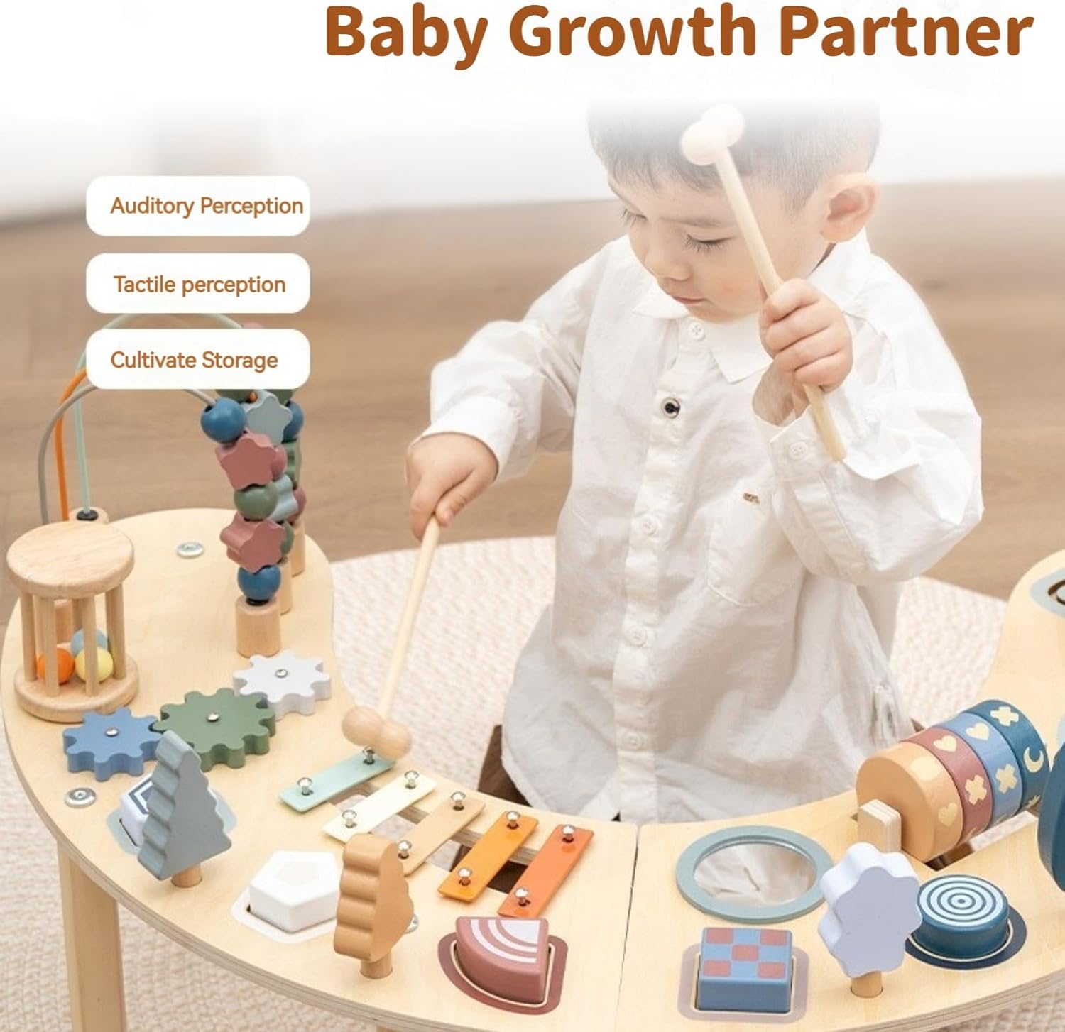 Montessori Activity Table for 1-3 Year Old | Large Size Busy Board & Sensory Toys | Learning Activity Center for Baby for 1 Year Old Boy or Girl