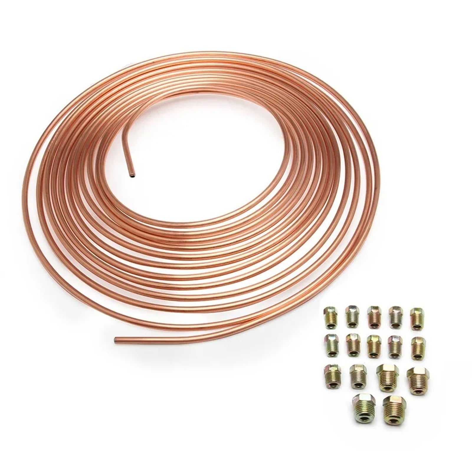 25Ft Car Coil of 3/16" OD Copper Nickel Brake Line Tubing Kit with 16PCS Accessories Galvanized Copper Pipe Brake Pip Wear Sensor