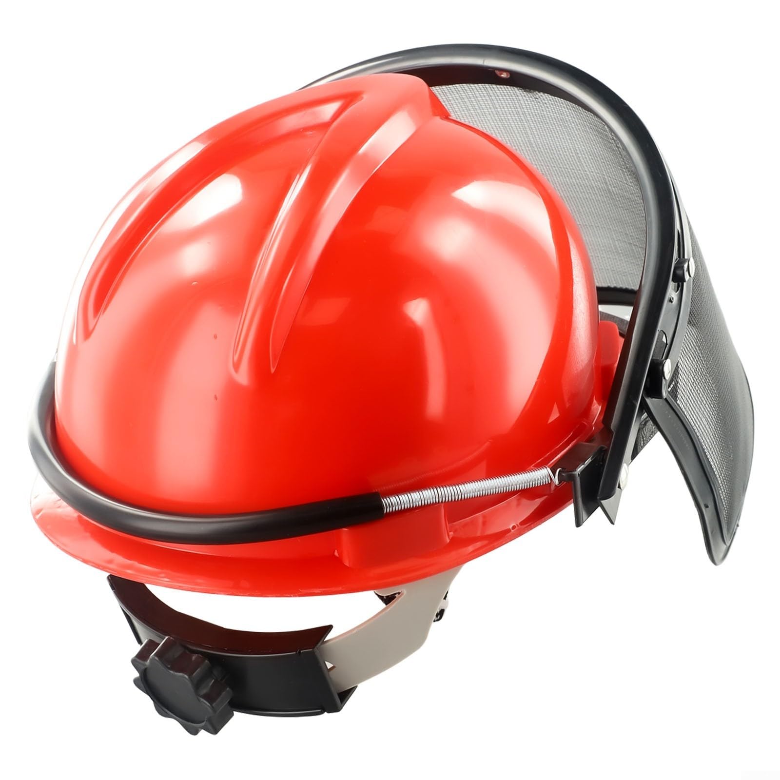 Casque de sécurité pour tronçonneuse, Protection de Casque de Protection pour tronçonneuse - Visière en Maille pour tronçonneuse, Tondeuse à Gazon, débroussailleuse, Rouge + Noir