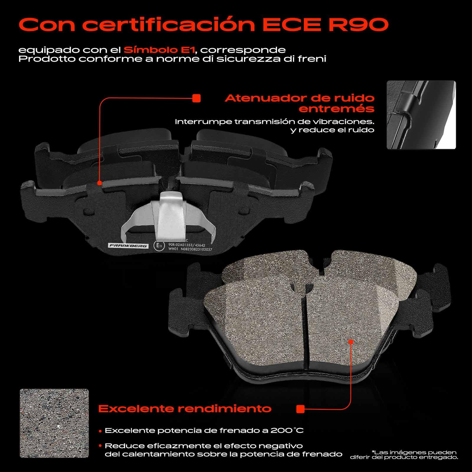 Frankberg 2 discos de freno + 4 pastillas de freno | Compatible con: Serie 5 E39, Serie 5 Touring E39