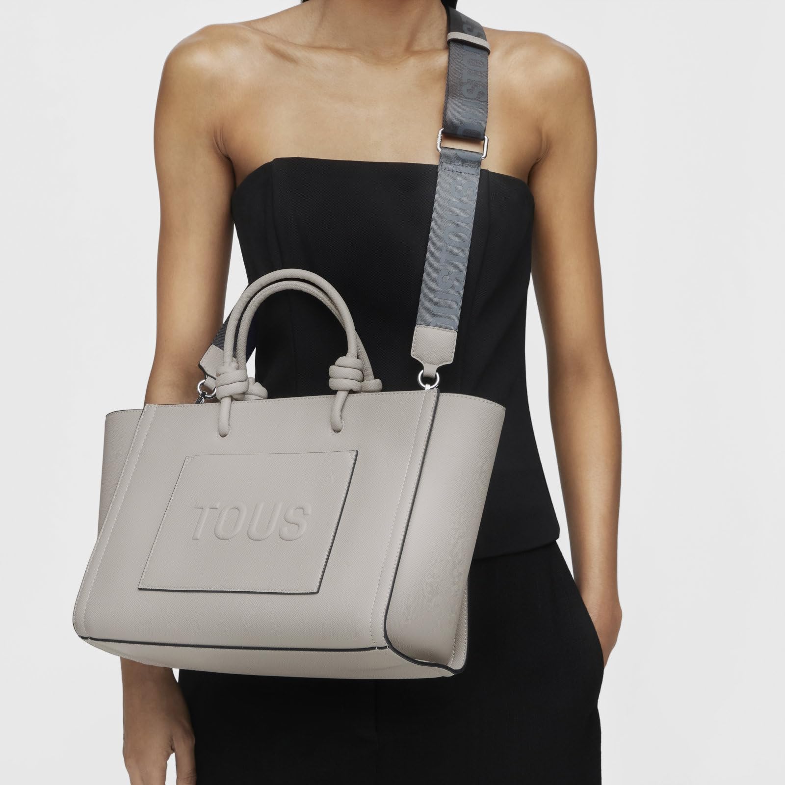 TOUS Shopper Mediano Amaya Gris, Para Mujer, Medidas 23 x 31 x 16 cm, Colección Tous La Rue New