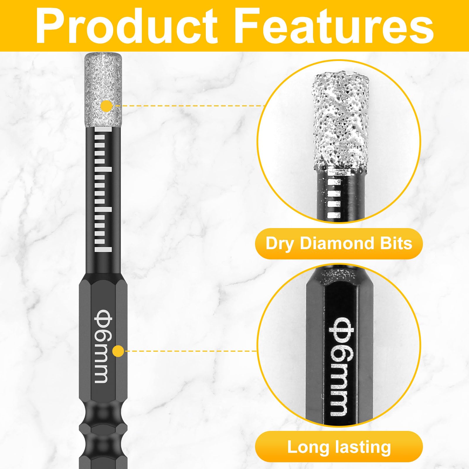 Diamond Drill Bits Set - Porcelain, Tile, Marble -2