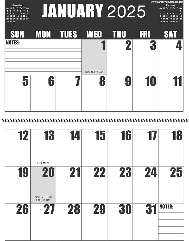 Amazon.com: Jumbo Large Print 2025 High Contrast Wall Calendar | Heavy Paper | 13-Months, January 2025 to January 2026 | 17 amazon-com-jumbo-large-print-2025-high-contrast-wall-calendar-heavy-paper-13-months-january-2025-to-january-2026-17-wide-x-22-in-length-when-open-office-products