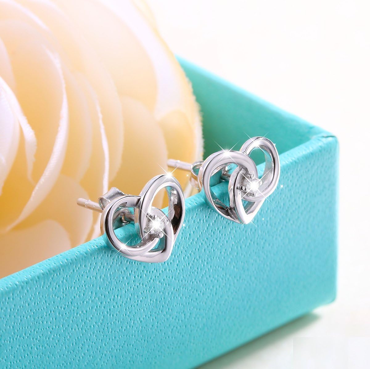 925 Sterling Silver Jewelry "I Love You To The Moon and Back" Love Heart Earrings