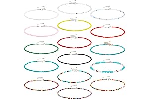 16 Piece Beaded Choker Necklace: Boho Women Bohemian Seed Beads Choker Colorful...