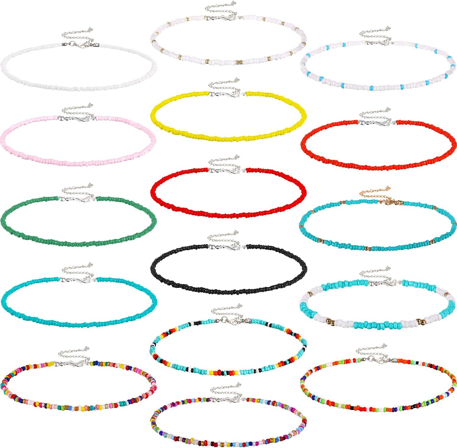 Colorful boho choker necklace set for womens summer beach style